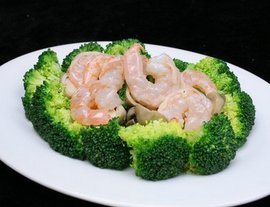 绿菜花炒鲜虾仁