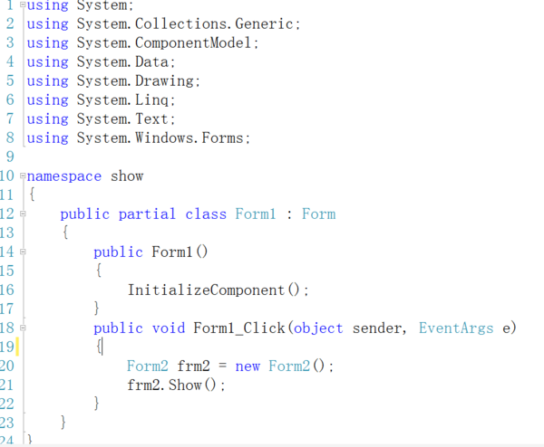 新建C#2010windows窗体Form1和Form2,并在