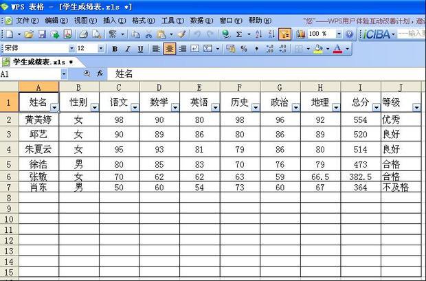 wps表格教程:快速统计学生成绩 - 电脑/网络 - 问答114